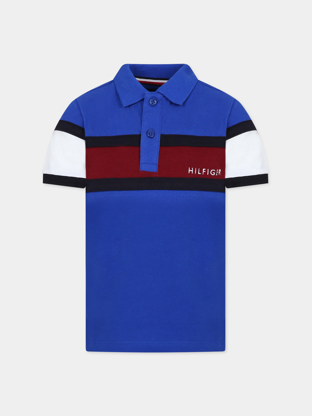 Blue polo shirt for boy with logo